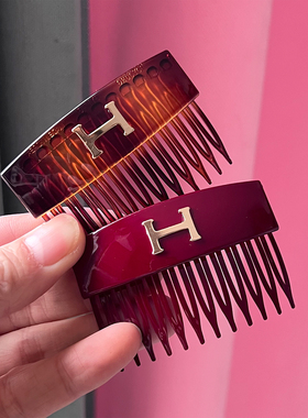 韩国东大门进口发饰BY复古字母倒插梳显白高级感简约百搭刘海发梳