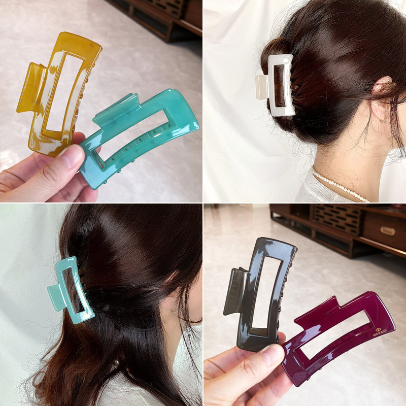 GRAIN de BEAUTE韩国正品 百搭镂空超大号抓夹方形中号糖果色发抓