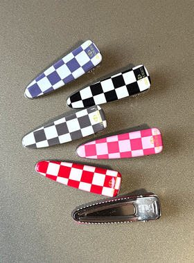 GRAIN de BEAUTE韩国进口正品 百搭优雅格子发夹鸭嘴夹刘海夹边夹