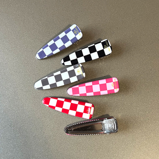 GRAIN de BEAUTE韩国进口正品 百搭优雅格子发夹鸭嘴夹刘海夹边夹