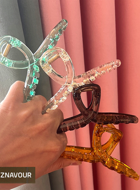 AZNAVOUR韩国进口阿兹娜AZ正品抓夹 百搭简约透明鲨鱼夹盘发发抓