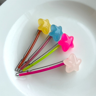 韩国进口阿兹娜AZ正品发饰彩色五角星星发夹一字夹发卡边夹刘海夹