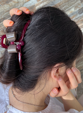 韩国进口GRAIN de BEAUTE正品 网红款超大号抓夹鲨鱼夹蝴蝶结发抓