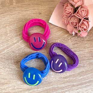 韩国进口发饰 东大门头饰 百搭可爱笑脸粗发圈头绳橡皮筋简约发绳