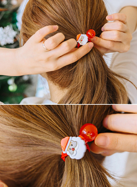 Angelrena韩国进口发饰时尚圣诞老人树小鹿圆球发圈皮筋发绳头绳