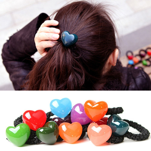 阿兹娜AZ正品百搭糖果色爱心发绳