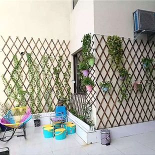 庭院花园木栅栏网格花架爬藤架篱笆墙隔断室内壁挂装 饰伸缩木拉网