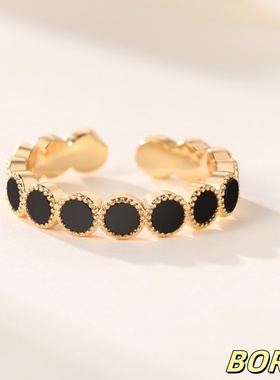 复古高级感黑锆石情侣指环