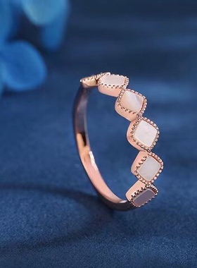 贝母菱形贝壳铜镀真金气质通勤戒指BORA女