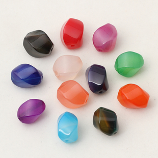 11x15mm四面S形扭珠天然巴西玛瑙散珠 diy手工手链手串材料配件