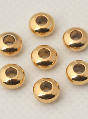 3-8mm纯铜真空镀金24K 算盘珠隔珠隔片散珠子饰品配件diy手链材料