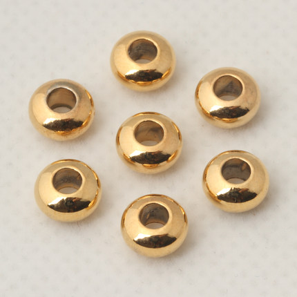 3-8mm纯铜真空镀金24K 算盘珠隔珠隔片散珠子饰品配件diy手链材料