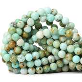 10mm天然蒙古原矿绿松石圆珠散珠 编穿手链材料diy手工饰品配件
