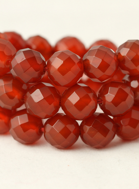 64切面 4-10mm天然红玛瑙散珠子饰品配件diy手工串珠手链项链材料