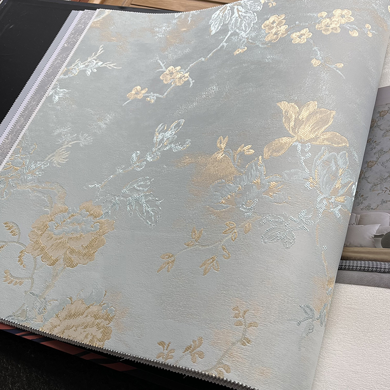 薄荷绿主花墙布美式复古做旧无缝全屋卧室电视背景墙壁布MH613-05