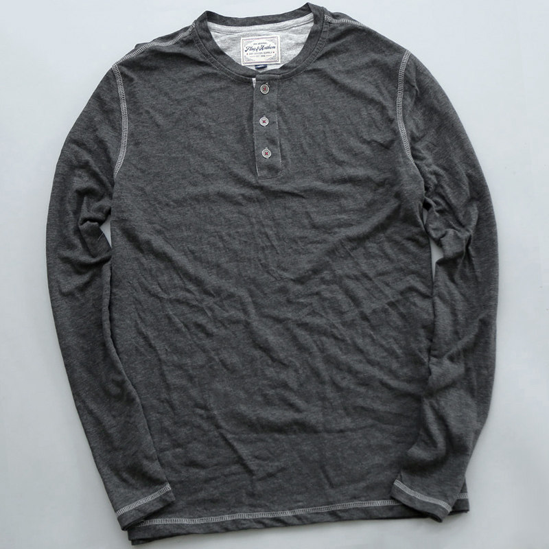 可可外贸 大码300斤褶皱亨利领卫衣长袖t恤男宽松潮薄款休闲上衣,男装,T恤,淘宝优惠券,粉丝福利购,淘宝优惠卷