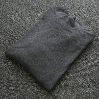 半高领长袖纯棉打底衫保暖t恤男