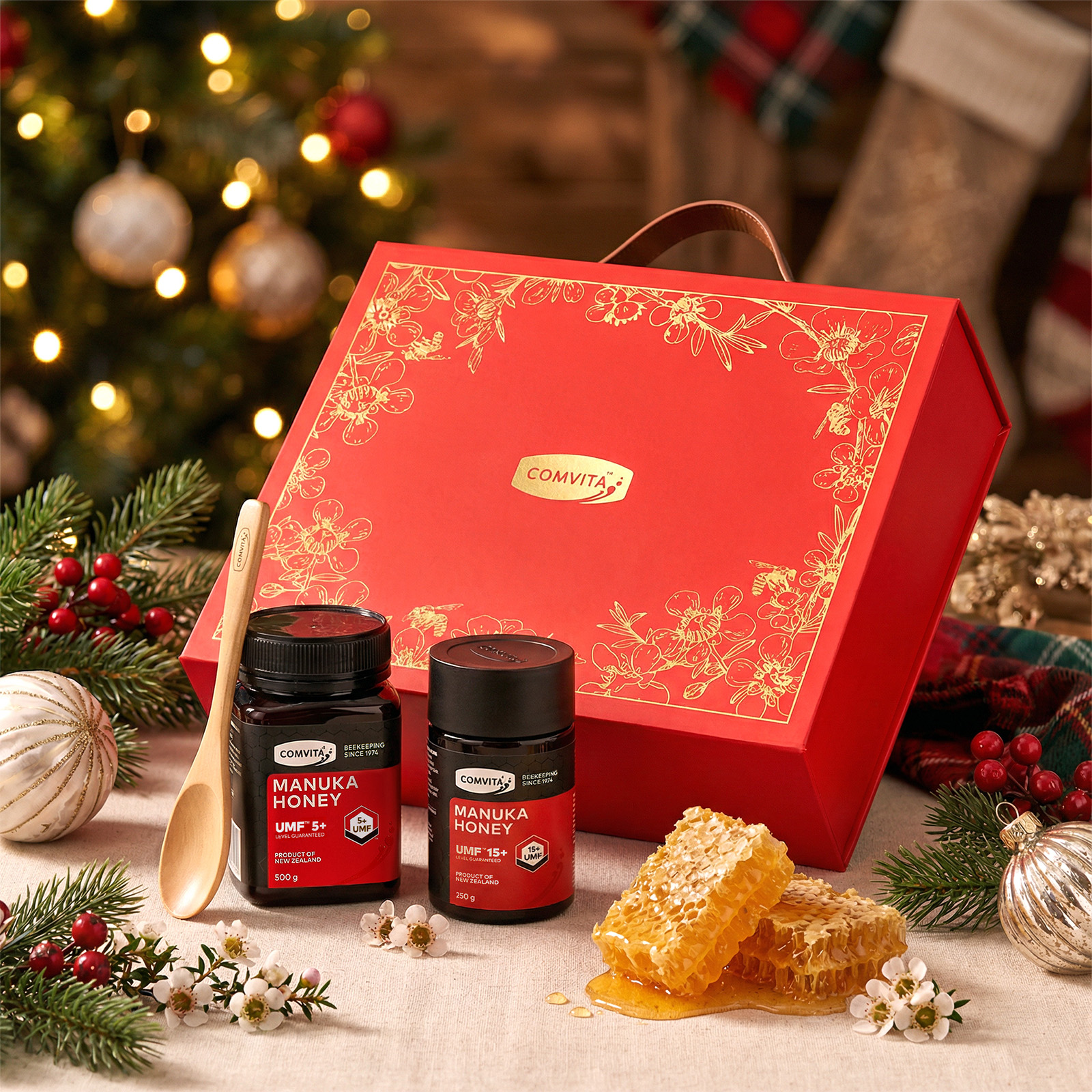 comvita康维他麦卢卡蜂蜜礼盒UMF15+&5+新西兰进口圣诞礼物送长辈