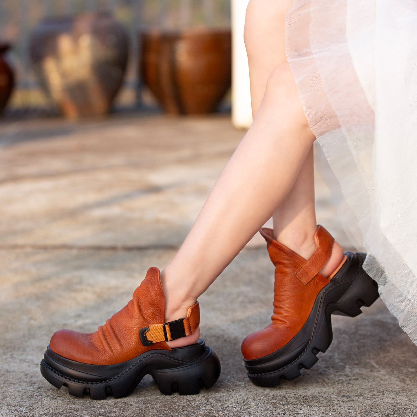 复古风真皮包头凉鞋女厚底松糕增高休闲皮带扣罗马鞋2026春夏新款,女鞋,罗马凉鞋,淘宝优惠券,粉丝福利购,淘宝优惠卷