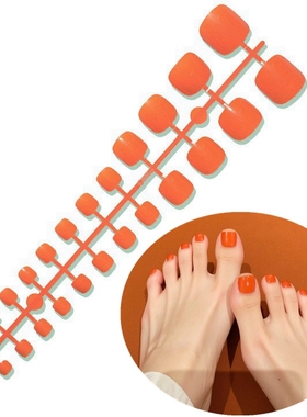 DIY穿戴脚甲浅紫马卡龙粉黄24片纯色美甲贴片脚趾指甲甲片可拆卸