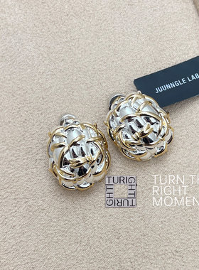 TURIGHT买手店25SS现货Juunngle lab设计师品牌 织呢椭圆耳钉耳夹
