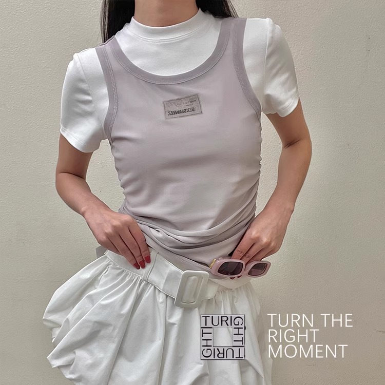 TURIGHT买手店25SS现货senseaweek设计师品牌 网纱印花真两件背心