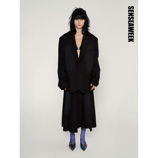 senseaweek 水洗马骝毛边西装