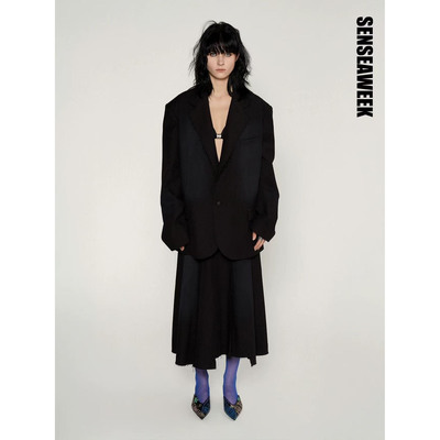 senseaweek 水洗马骝毛边西装