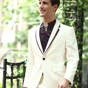 结婚礼服租赁伴郎男白色正装出租年会西装燕尾服tuxedo租借菲狮顿