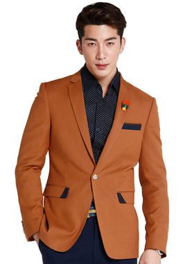 黄色单上衣西服便西商务休闲职业正装修身韩版结婚25X单西