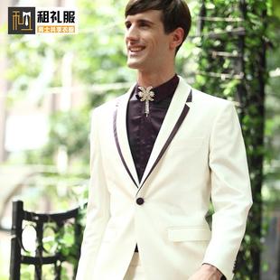 主持人年会租借白色西装租赁婚纱礼服出租新郎结婚伴郎服装出租