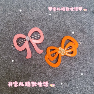 韩国饰品 GRAIN de BEAUTE AZNAVOUR 丝带蝴蝶结水晶发夹边夹顶夹