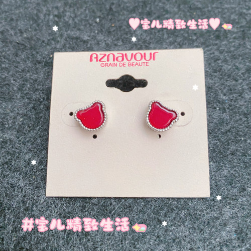 AZNAVOUR耳钉耳环红色小熊