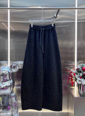 NKC.欧洲站小众英伦风南油高端保暖宽松阔腿裤满钻抽绳百搭卫裤女