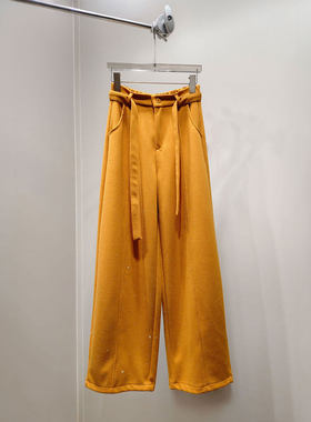 NKC.欧洲站小众HELMCH深圳南油高腰垂感加绒加阔腿裤百搭直筒卫裤