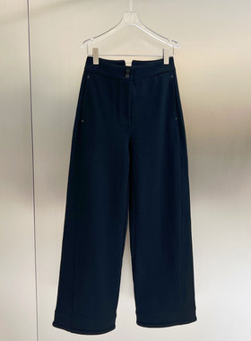 NKC.欧洲站小众FANLEONA休闲运动垂感长裤阔腿后饰袢直筒卫衣裤女