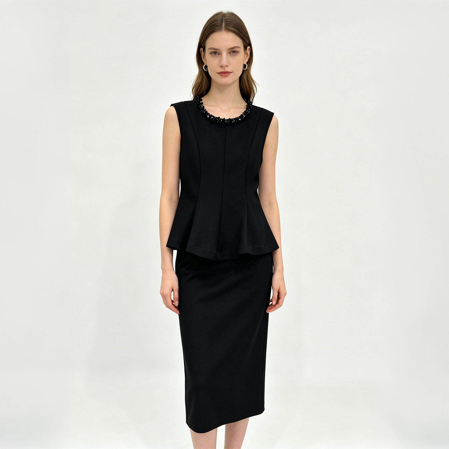 NKC.欧洲站新品HELMCH南油高端千金小香风无袖背心减龄半身裙套装