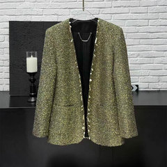 MRSSTETE小众南油高端小香风修身西装重工钉珠设计感中长款外套女