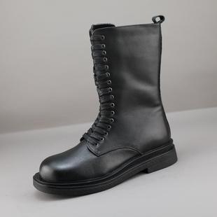 稀缺牛货高品真皮女靴冬季中筒潮流时尚休闲马丁靴头层牛皮女棉靴