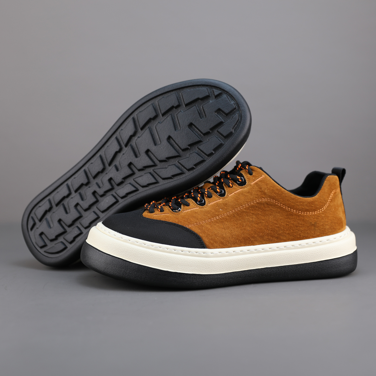 超轻厚底减震休闲板鞋男真皮