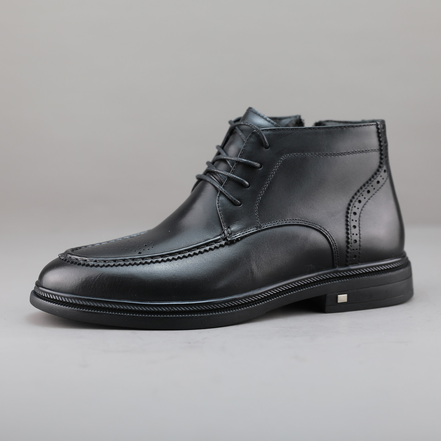 高端真皮男靴冬季英伦商务休闲皮靴头层牛皮羊皮毛一体保暖棉靴男