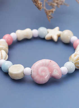 小动物卡通手串多巴胺小清新小猫兔子鲤鱼可爱奶油风景德镇饰品