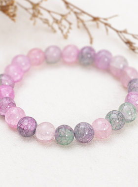 小清新玻璃森系国风女款琉璃水晶手链单圈学生盘玩手串绕指柔首饰