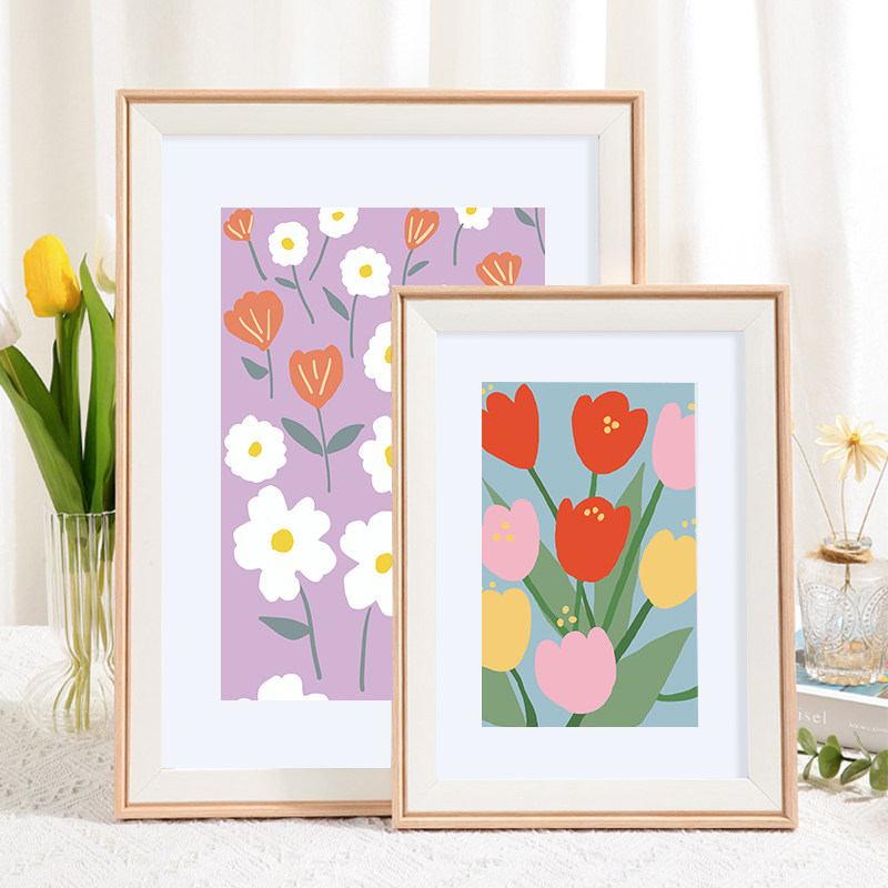 北欧风格画框挂墙4开8k相框装裱a3a4纸边框12寸20 24海报展示框架