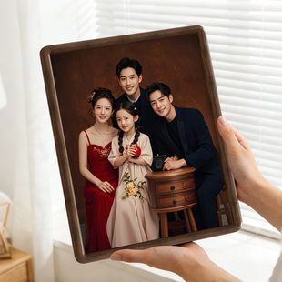 实木全家福相框摆台高级感黑胡桃洗照片6寸8寸相片打印纪念装裱框