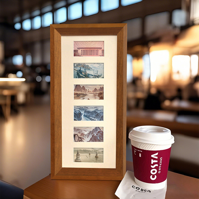 大好河山实木相框摆件六行山水框