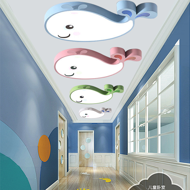 创意卡通小鲸鱼幼儿园教室过道早教母婴店儿童卧室动物造型吸顶灯