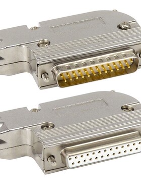 车针3U镀金DB25针头D-Sub 90度角金属外壳公母 2排25孔实心针插头