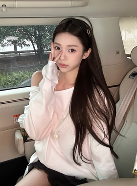 BlurIntoU【私立美高】cleanfit一字肩白t休闲韩系显瘦百搭上衣