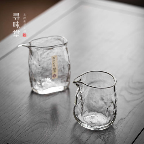 玻璃随形公道杯锤纹加厚茶海